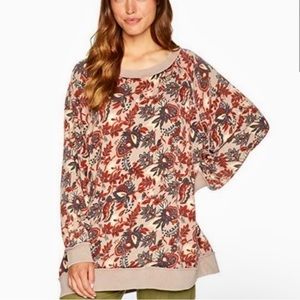 Free People Go On Get Floral Oversized Sweater